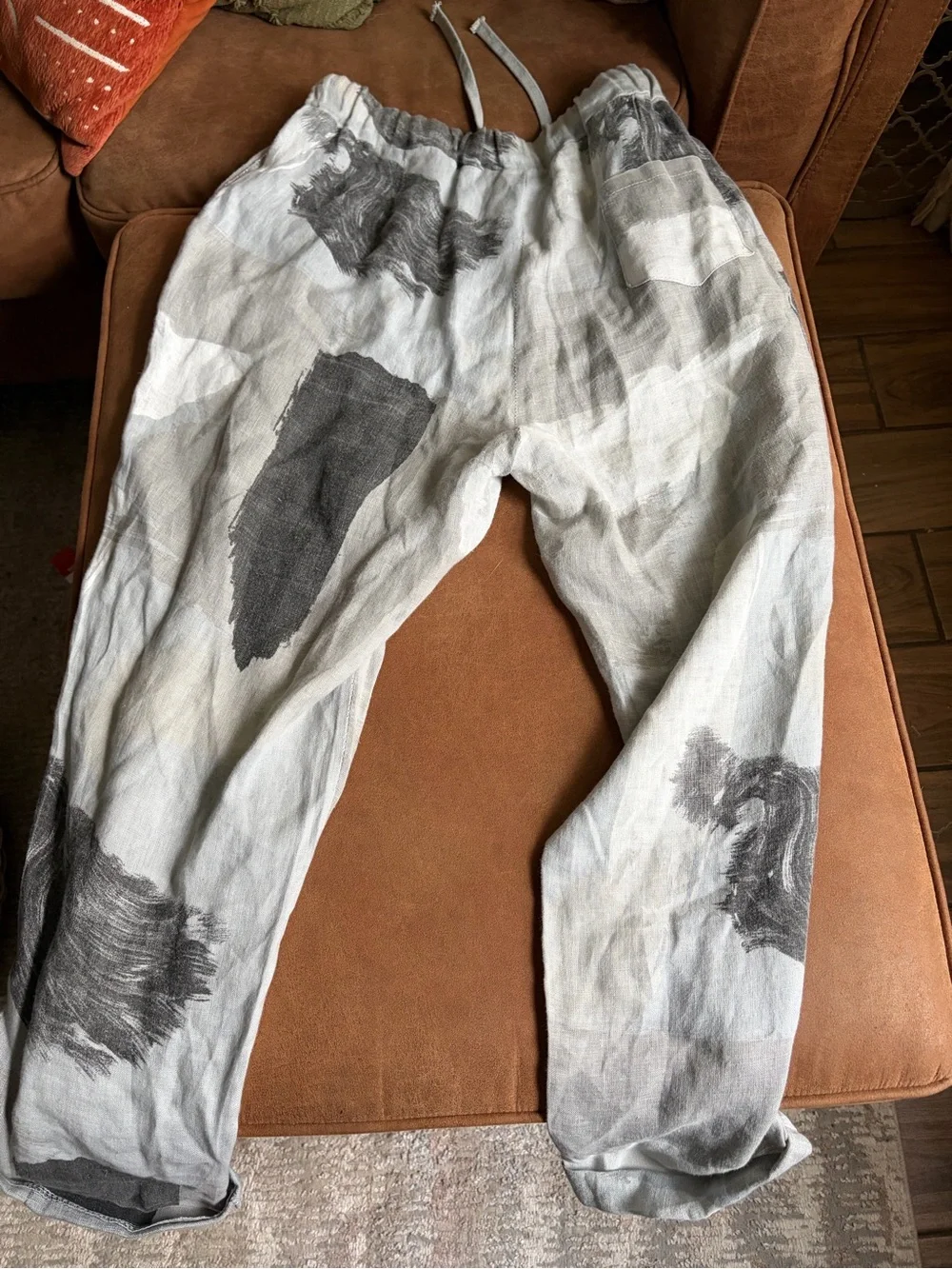 Tempo Paris Women's M Linen Abstract Print Pants – Size M